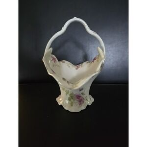 Vintage porcelain Habsburg China basket Austria Floral Violets Flowers Design